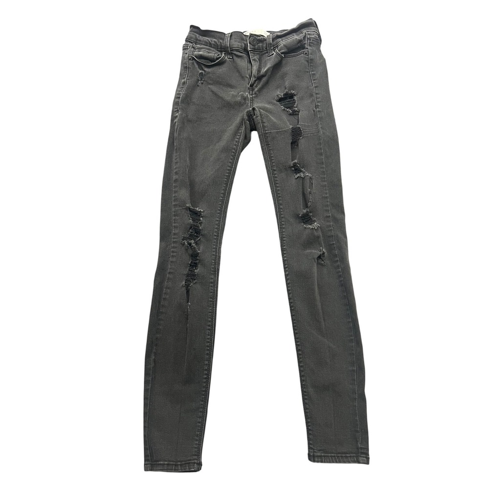 Mudd Womens Low Rise Skinny Jeans‎ Black Distressed Ripped FLX Stretch Size 1